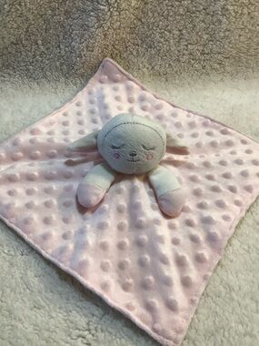 Kidgets Cream Pink Minky Dot Lamb Lovey Security Blanket Toy #2